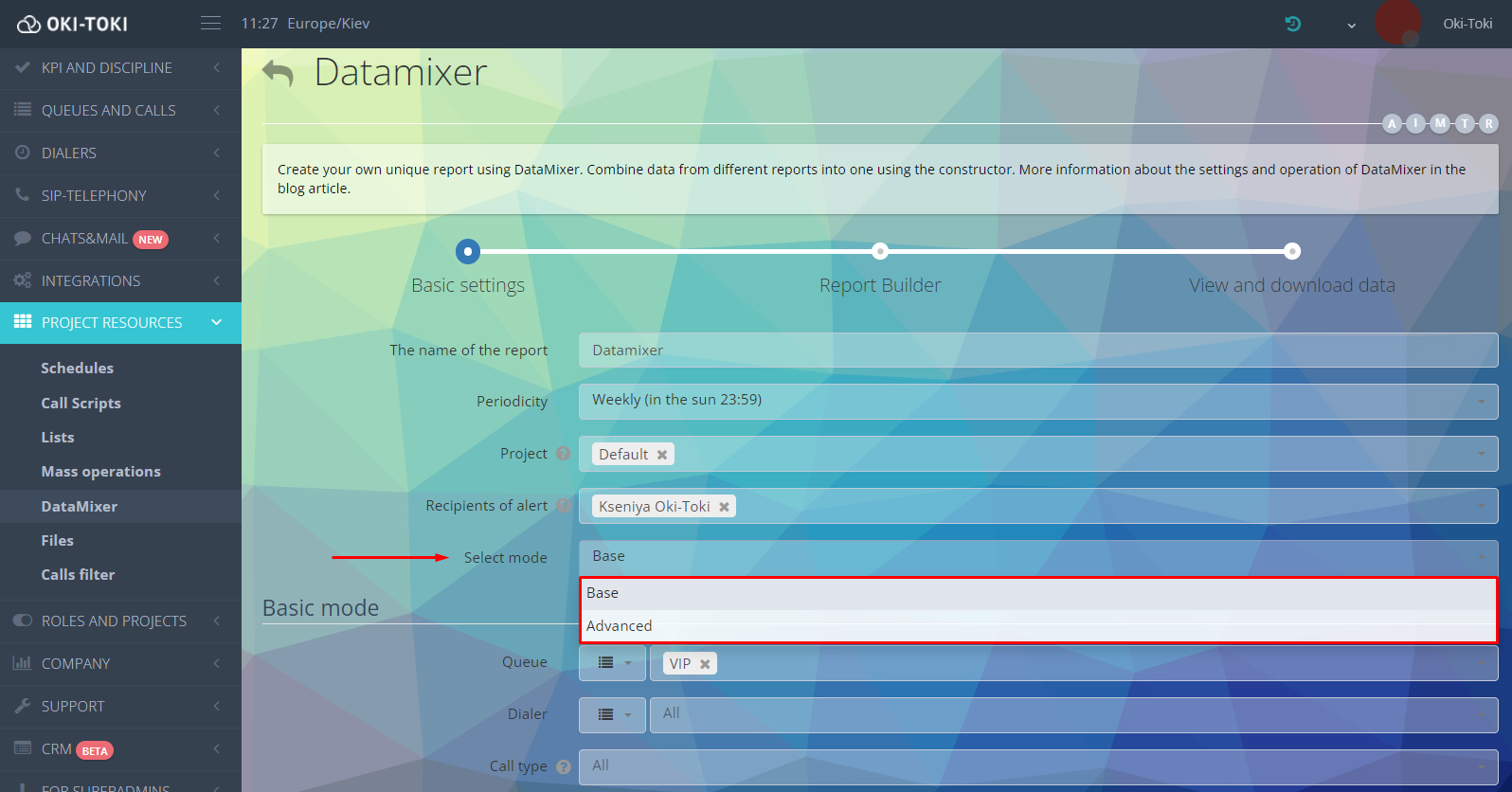 Modos de DataMixer